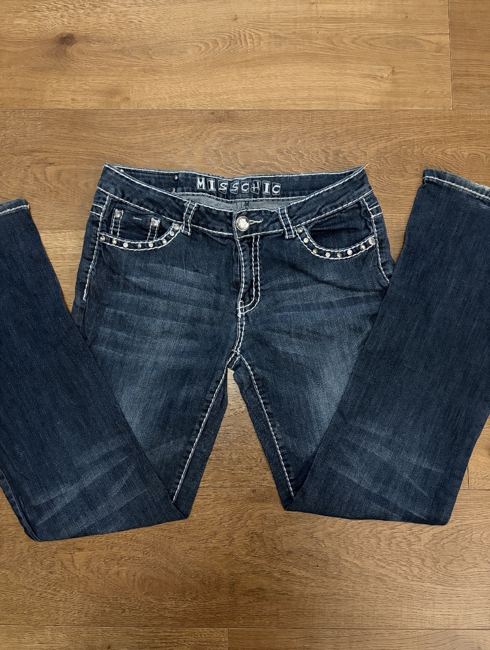 Miss Chic Dark Wash Women's Jeans - Dark Blue